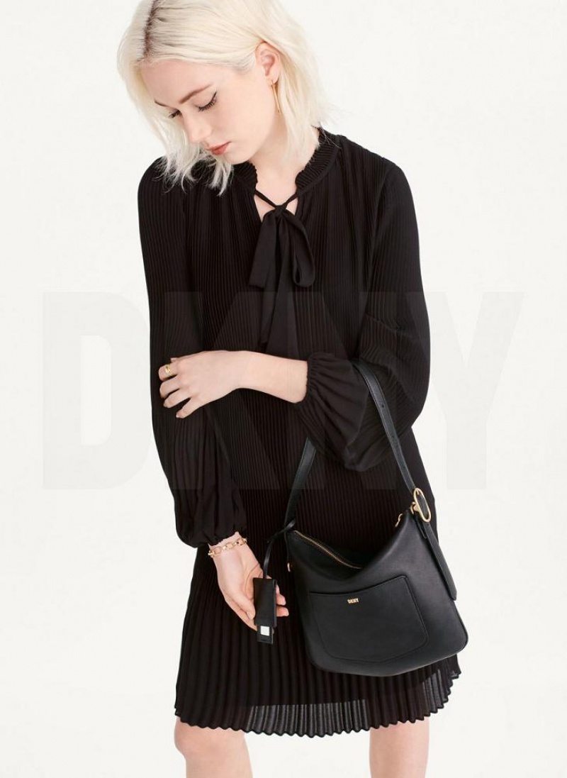 Black Women's DKNY The Small Optimist Shoulder Bags | Australia-D0374