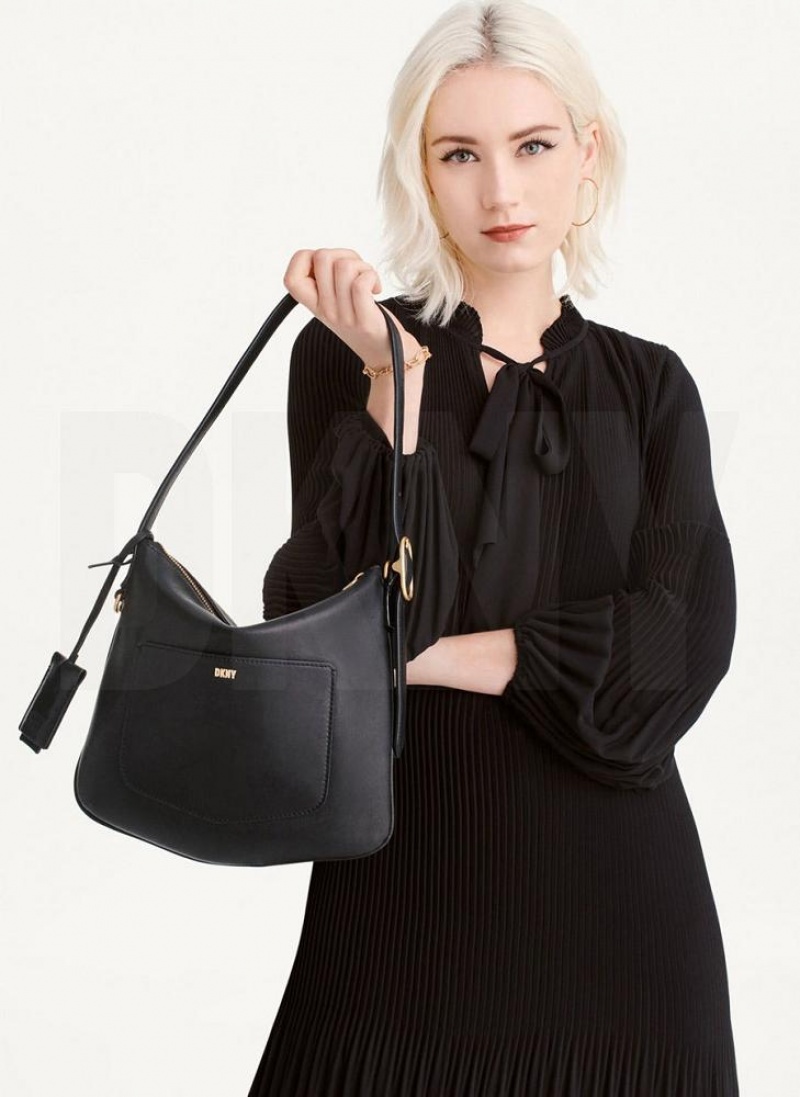 Black Women's DKNY The Small Optimist Shoulder Bags | Australia-D0374