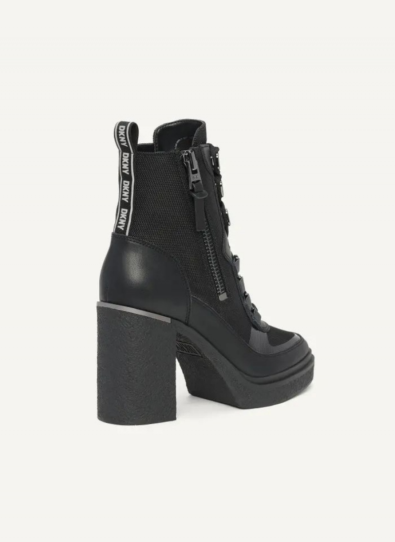 Black Women's DKNY Toia Lace Up Platform Boots | Australia-D1614