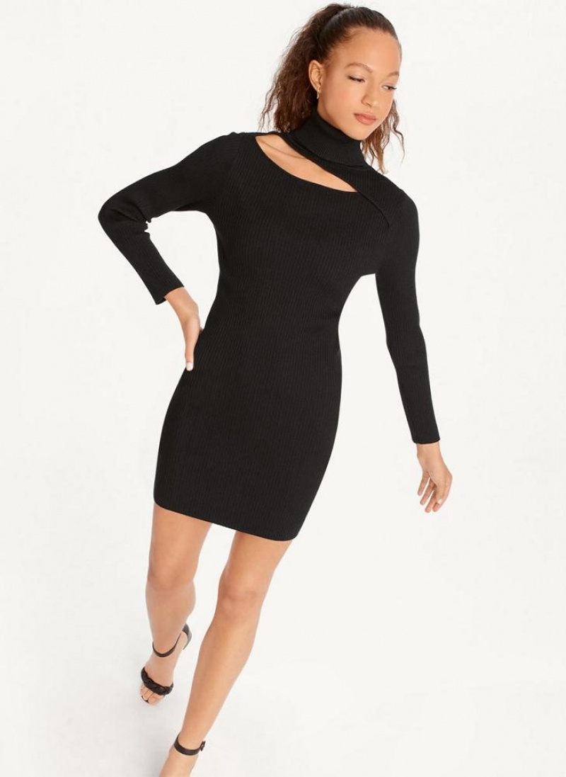 Black Women's DKNY Turtleneck Sweater Dresses | Australia-D1887