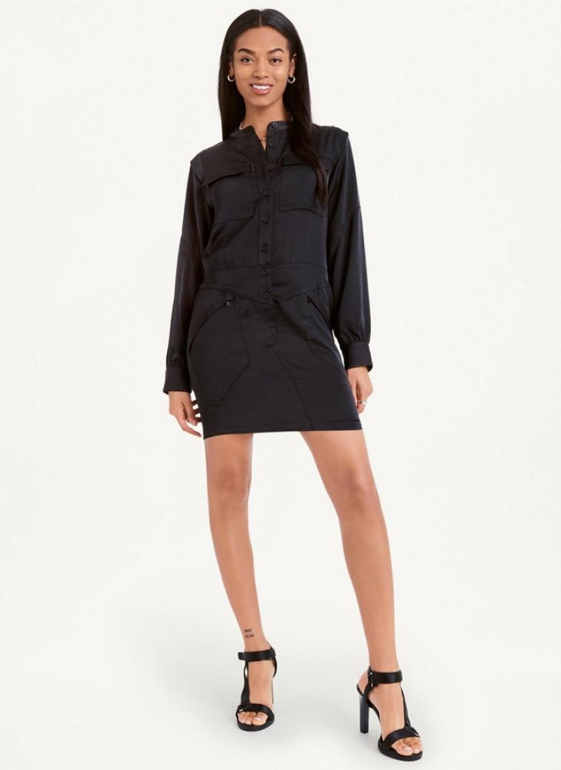 Black Women's DKNY Two Pocket Mini Dresses | Australia-D1664