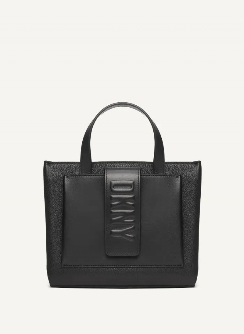 Black Women\'s DKNY Uptown Exotic Leather Small Tote Bags | Australia-D1829
