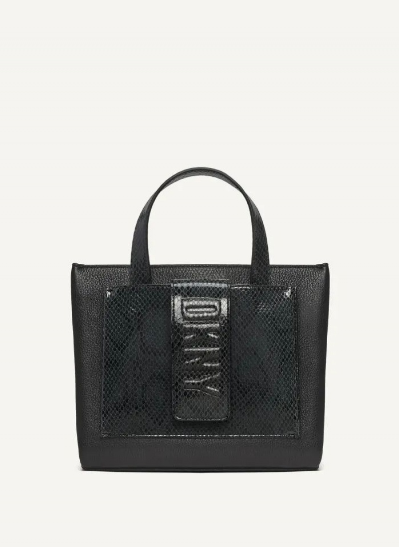 Black Women\'s DKNY Uptown Exotic Leather Small Tote Bags | Australia-D1286