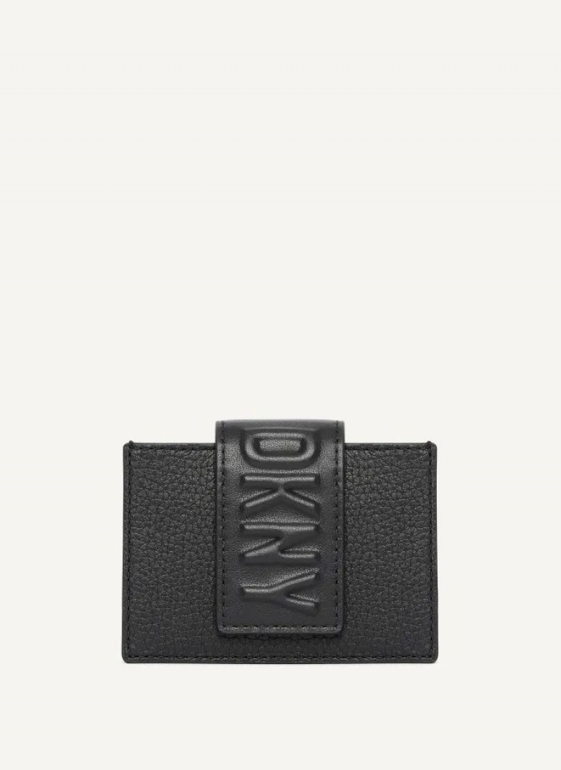 Black Women\'s DKNY Uptown Leather Card Case Wallets | Australia-D1403