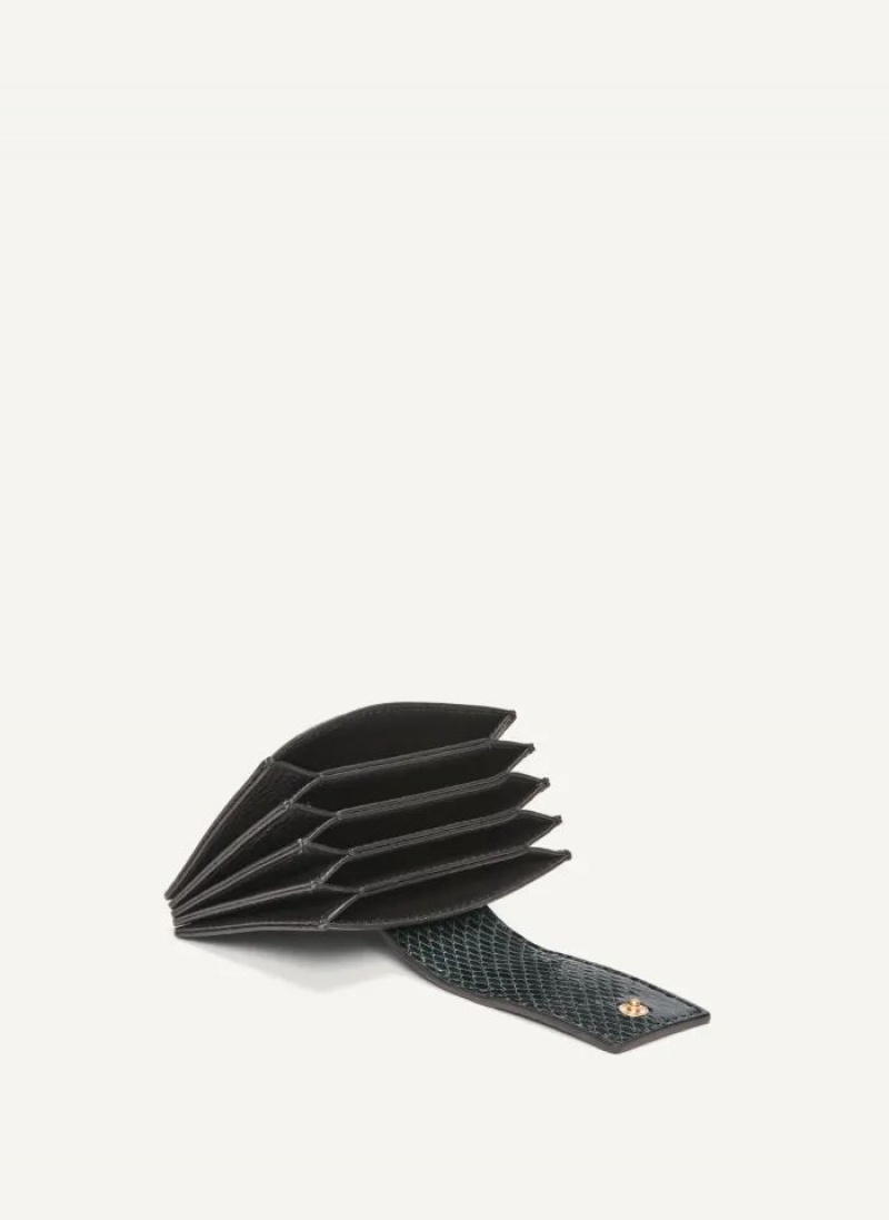 Black Women's DKNY Uptown Leather Card Case Wallets | Australia-D0808