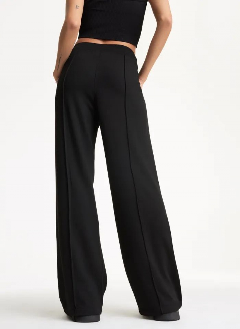 Black Women's DKNY Wide Leg Greenwich Pintuck Pants | Australia-D1820