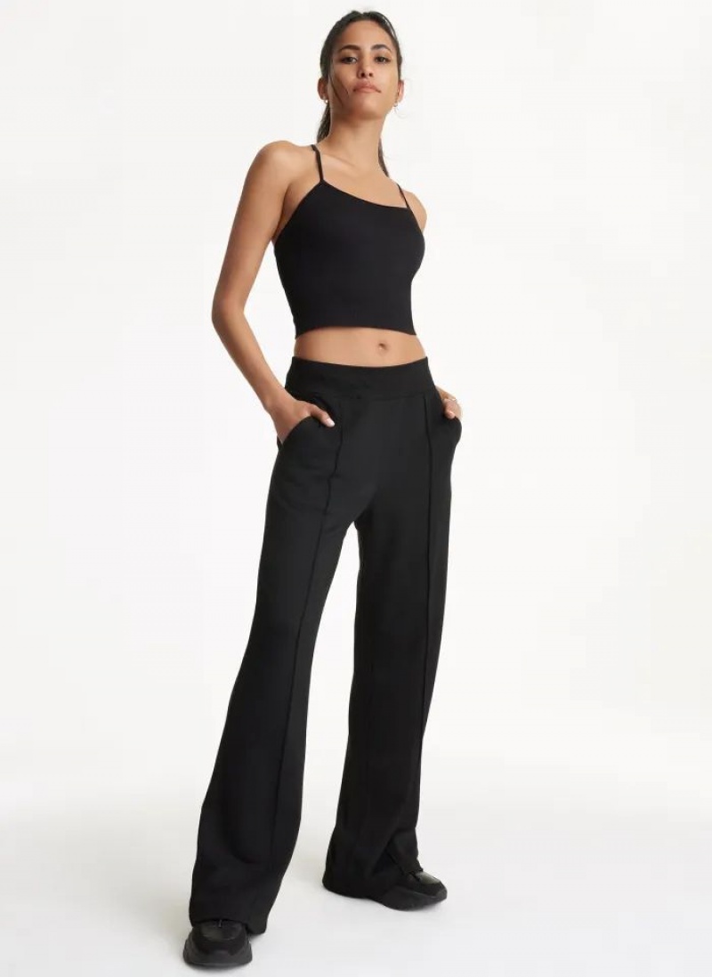 Black Women's DKNY Wide Leg Greenwich Pintuck Pants | Australia-D1820