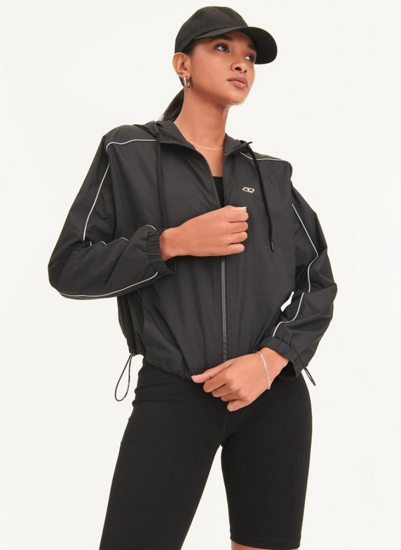 Black Women\'s DKNY Windbreaker With Reflective Taping Jackets | Australia-D1490