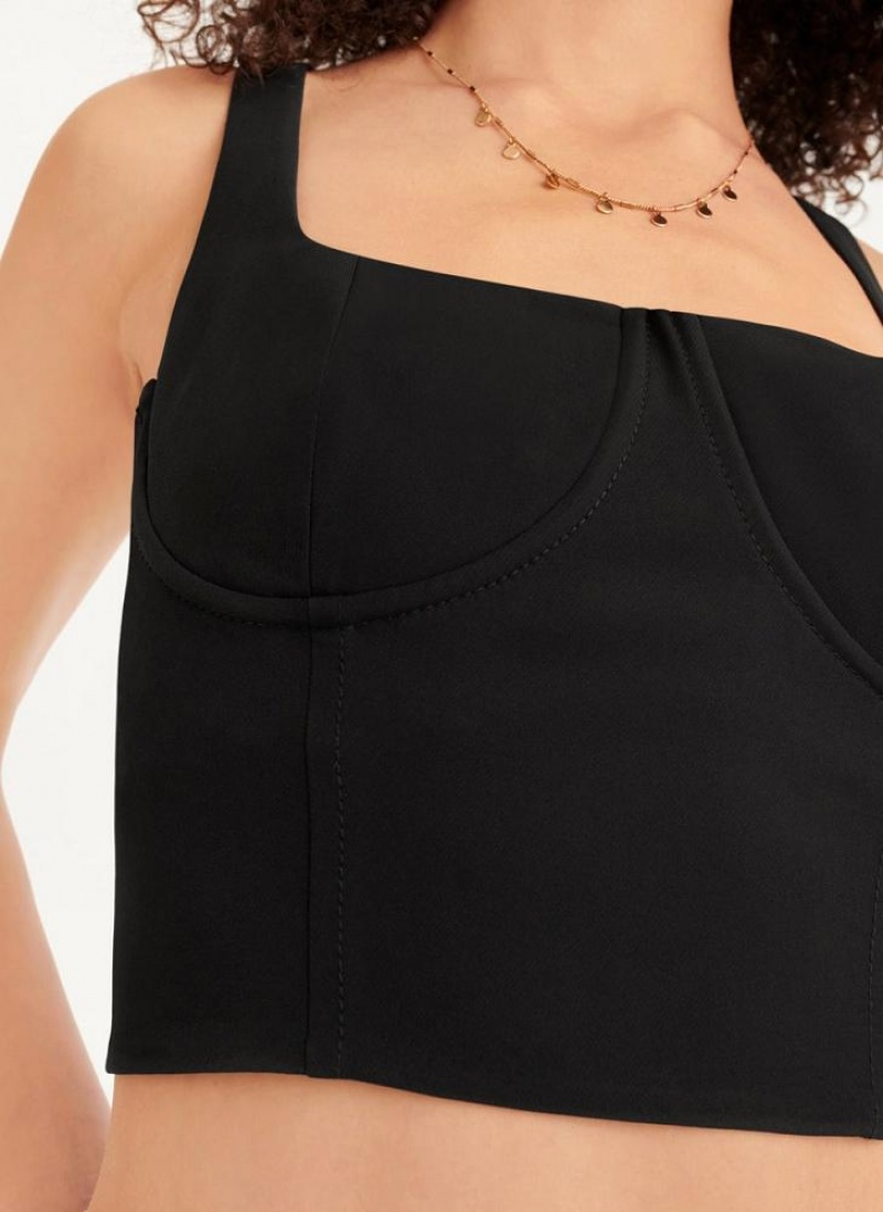 Black Women's DKNY Wired Crop Tank Tops | Australia-D1551