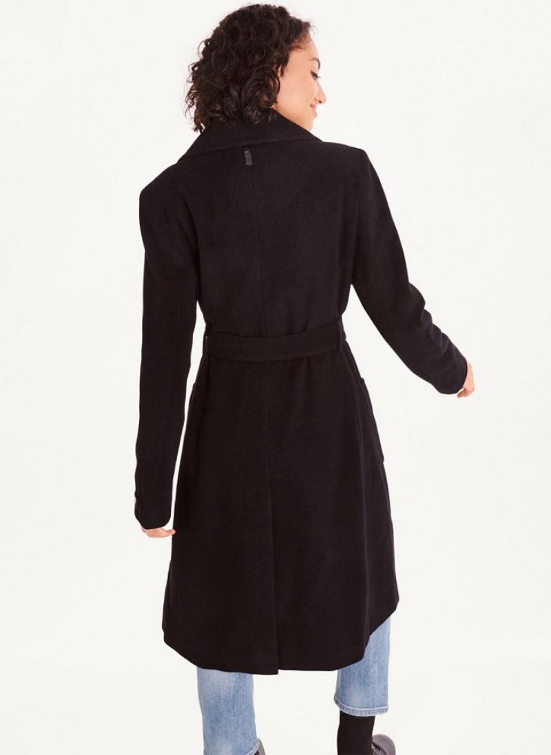 Black Women's DKNY Wool Wrap Coats | Australia-D0361