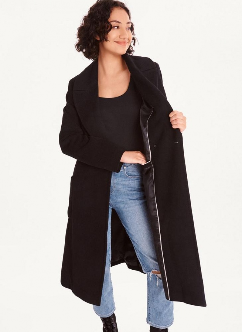 Black Women's DKNY Wool Wrap Coats | Australia-D0361