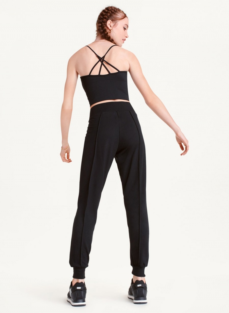 Black Women's DKNY Yoga Terry Pintuck Joggers | Australia-D0357