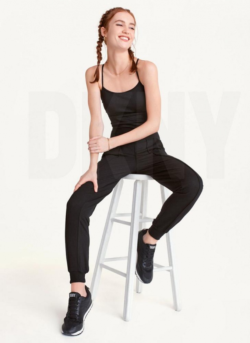 Black Women's DKNY Yoga Terry Pintuck Joggers | Australia-D0357