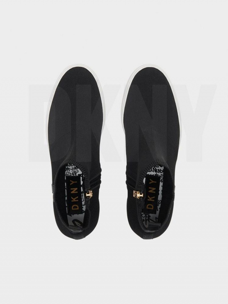Black / Gold Women's DKNY Cali Wedge Sneakers | Australia-D1526