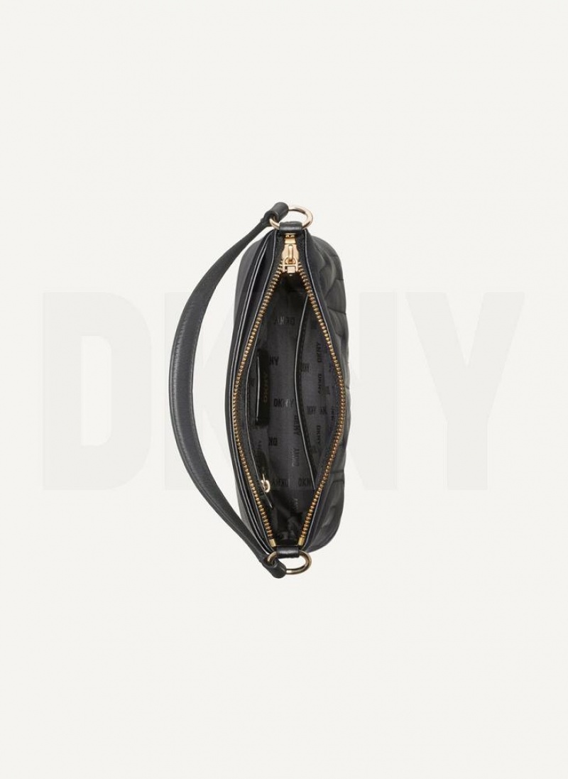 Black / Gold Women's DKNY Elsa Demi Crossbody Bags | Australia-D0387