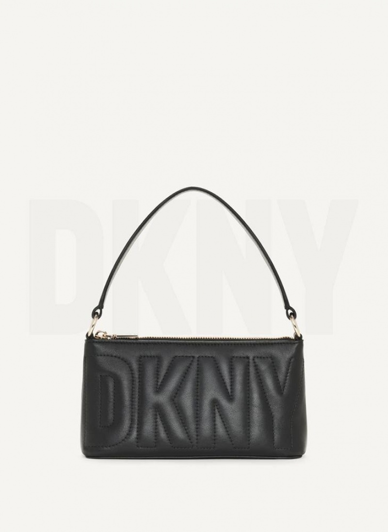 Black / Gold Women\'s DKNY Elsa Demi Crossbody Bags | Australia-D0387