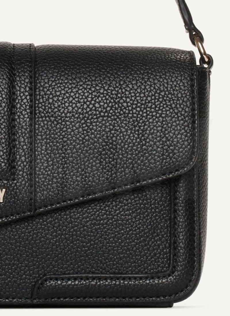 Black / Gold Women's DKNY Maxxe Flap Shoulder Bags | Australia-D0750