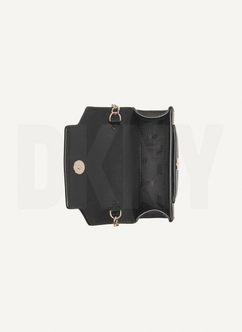Black / Gold Women's DKNY Millie Micro Flap Crossbody Bags | Australia-D1025
