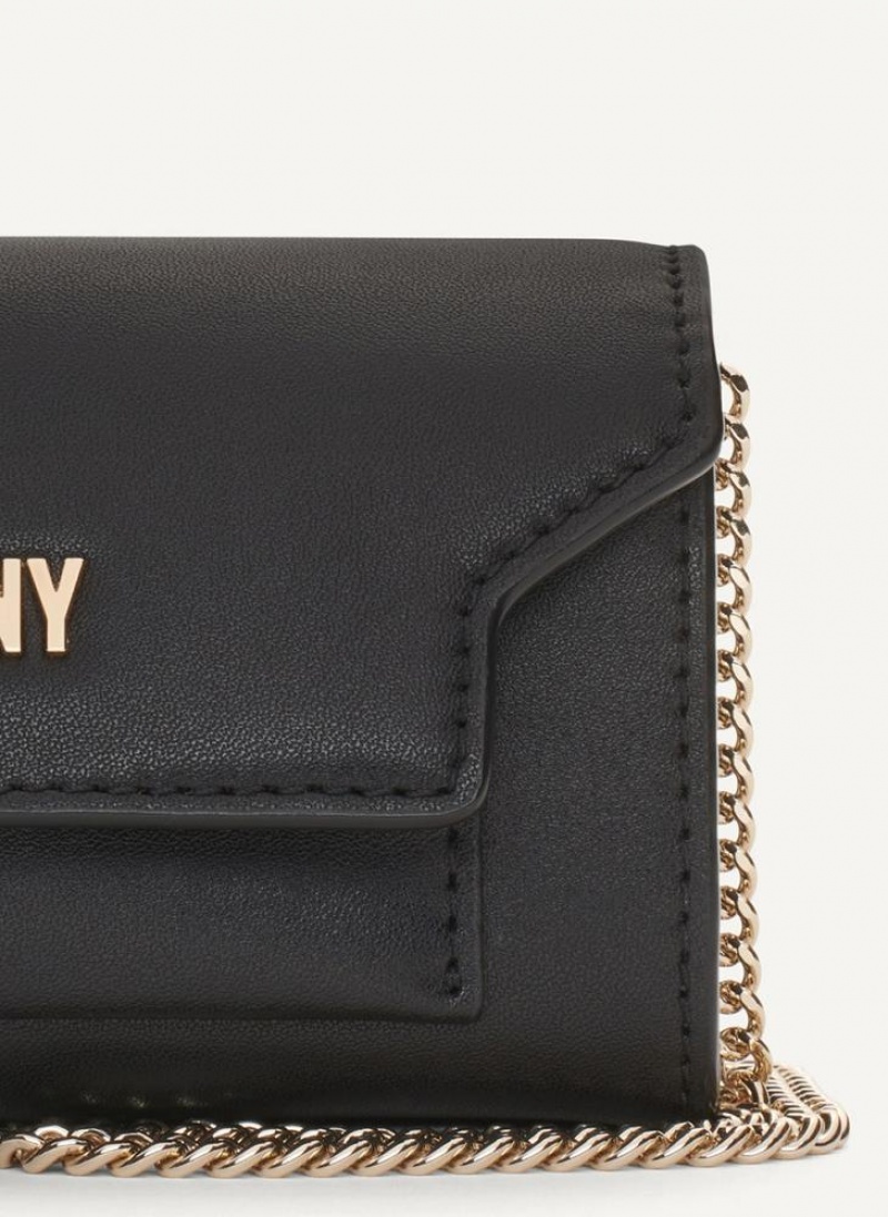 Black / Gold Women's DKNY Millie Micro Flap Crossbody Bags | Australia-D1025