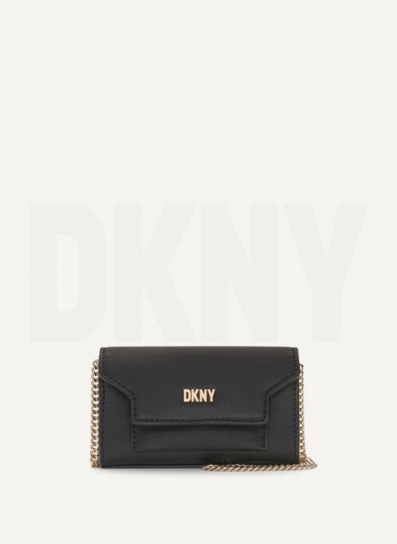Black / Gold Women\'s DKNY Millie Micro Flap Crossbody Bags | Australia-D1025