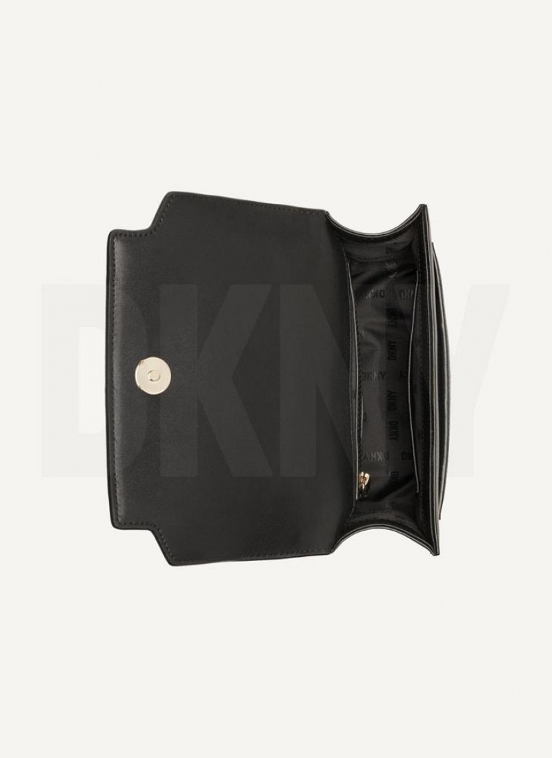 Black / Gold Women's DKNY Millie Shoulder Bags | Australia-D1174