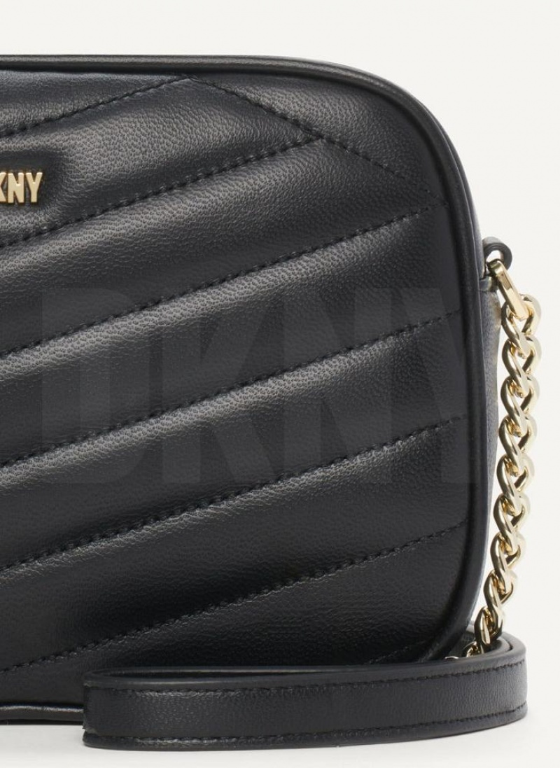 Black / Gold Women's DKNY Sara Camera Crossbody Bags | Australia-D1441