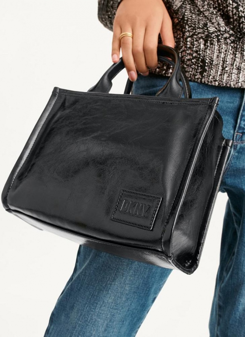 Black / Grey Women\'s DKNY Hadlee Sm Tote Crossbody Bags | Australia-D1189