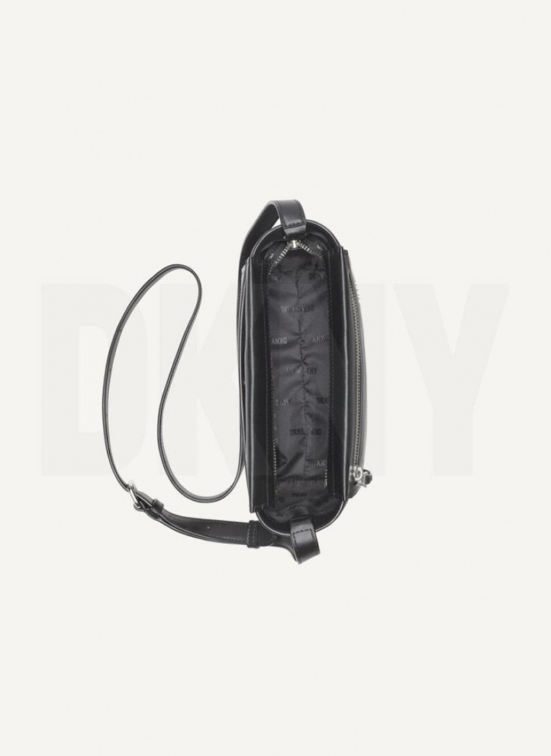 Black / Silver Women's DKNY Pax Crossbody Bags | Australia-D0913
