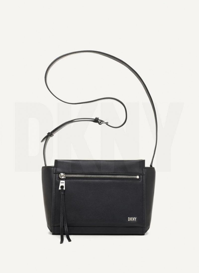 Black / Silver Women\'s DKNY Pax Crossbody Bags | Australia-D0913