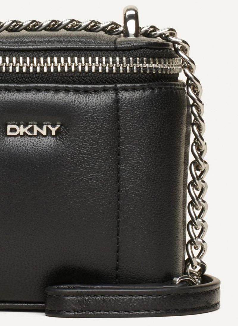 Black / Silver Women's DKNY Seva Mini Box Crossbody Bags | Australia-D1813