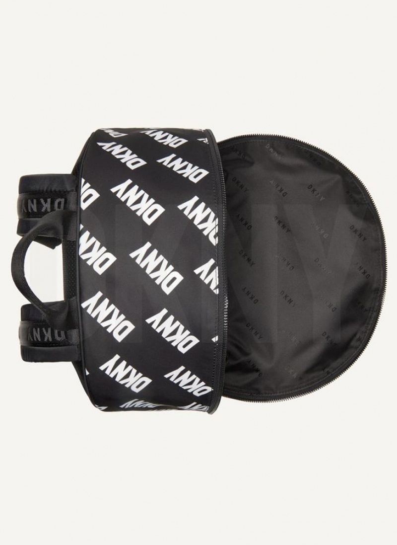 Black / White Women's DKNY All Over Logo Backpacks | Australia-D1598