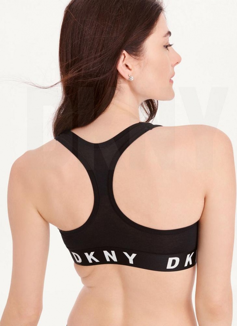 Black / White Women's DKNY Cozy Boyfriend Racerback Bras | Australia-D1646