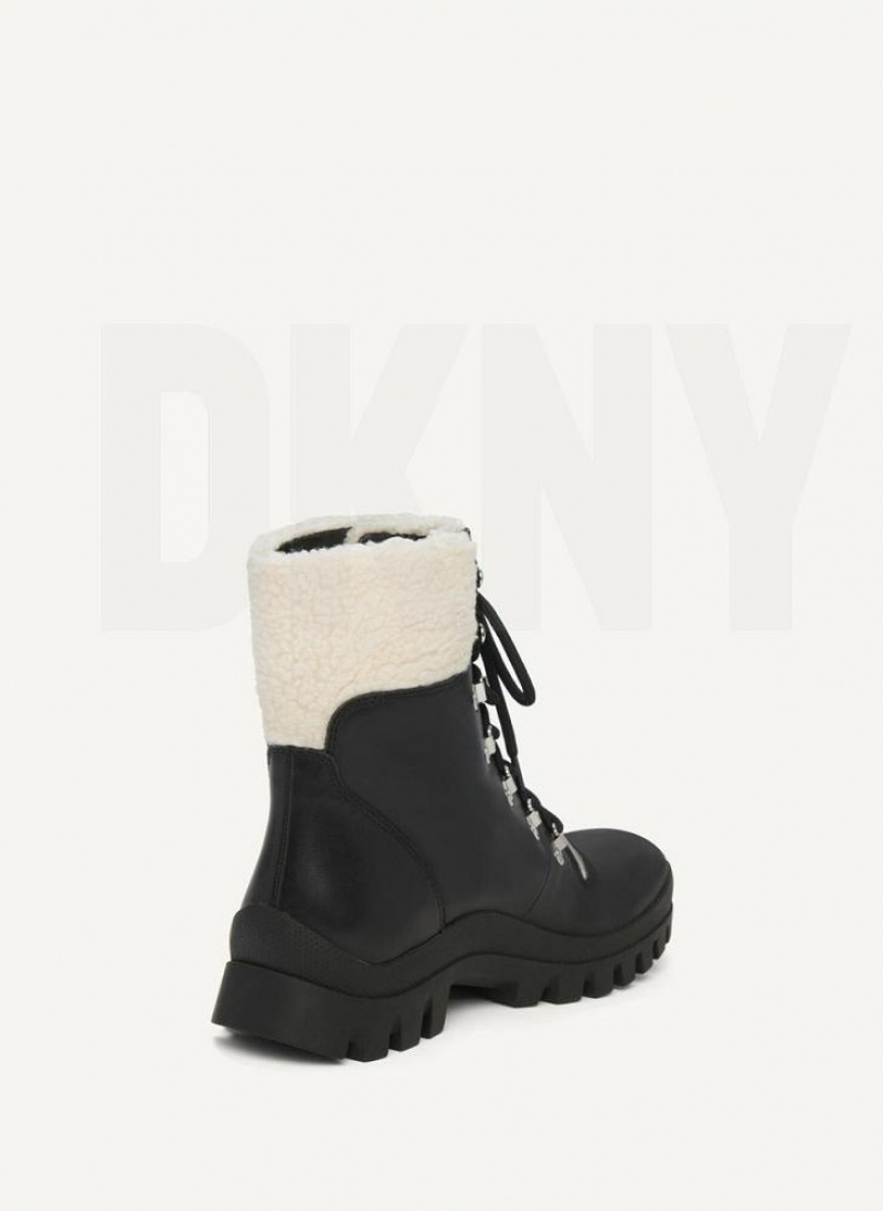 Black / White Women's DKNY Shearling Ski Boots | Australia-D0210