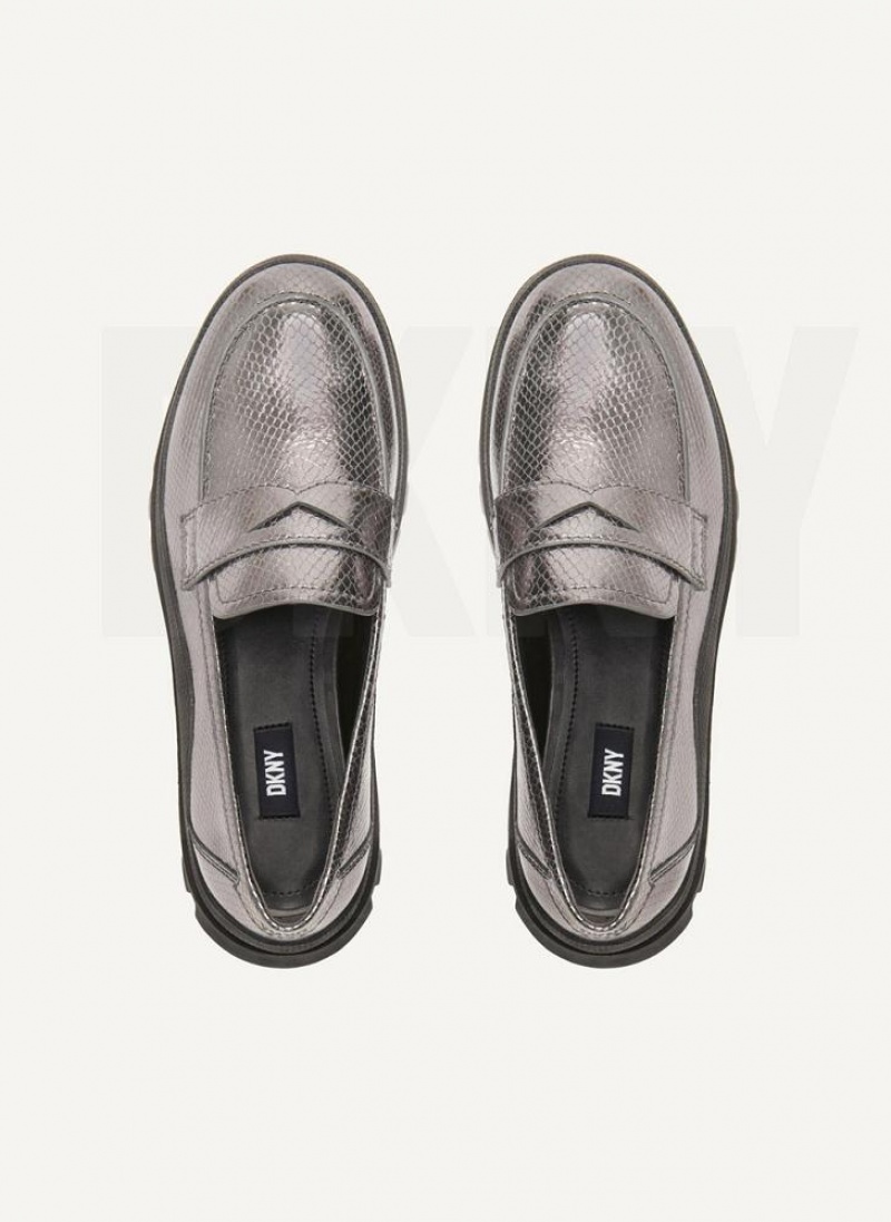 Blue Grey Women's DKNY Lug Sole Loafers | Australia-D0328