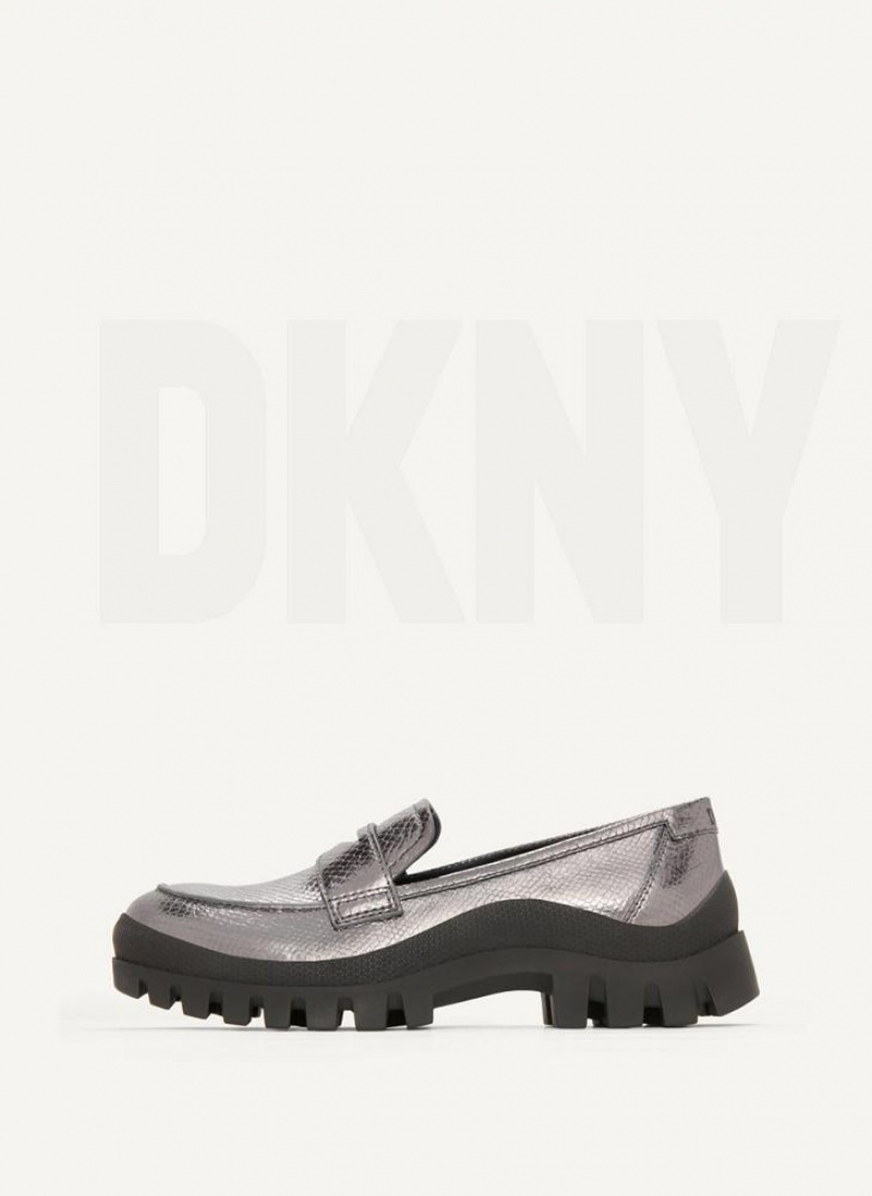 Blue Grey Women\'s DKNY Lug Sole Loafers | Australia-D0328