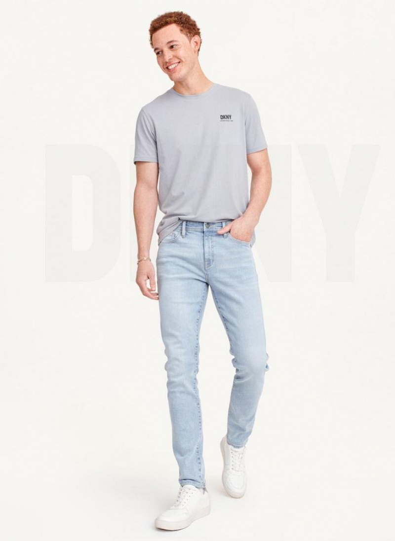 Blue Men's DKNY Bleached Skinny Jeans | Australia-D0645