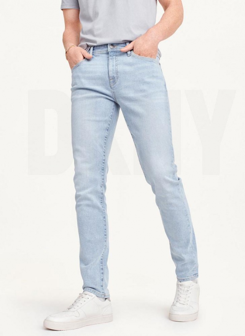 Blue Men\'s DKNY Bleached Skinny Jeans | Australia-D0645