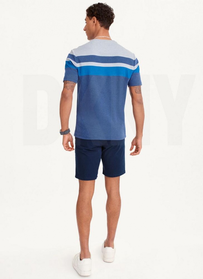 Blue Men's DKNY Block Short Sleeve Crewneck T Shirts | Australia-D1939