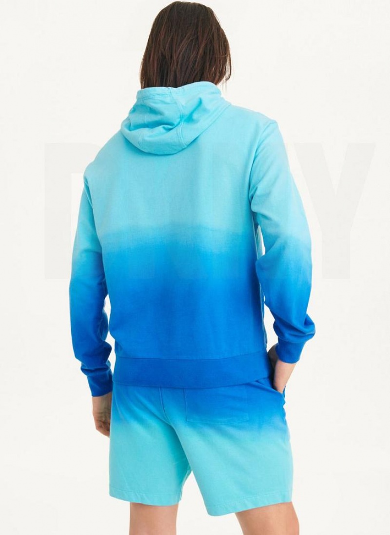 Blue Men's DKNY Dipped Ombre Hoodies | Australia-D1583
