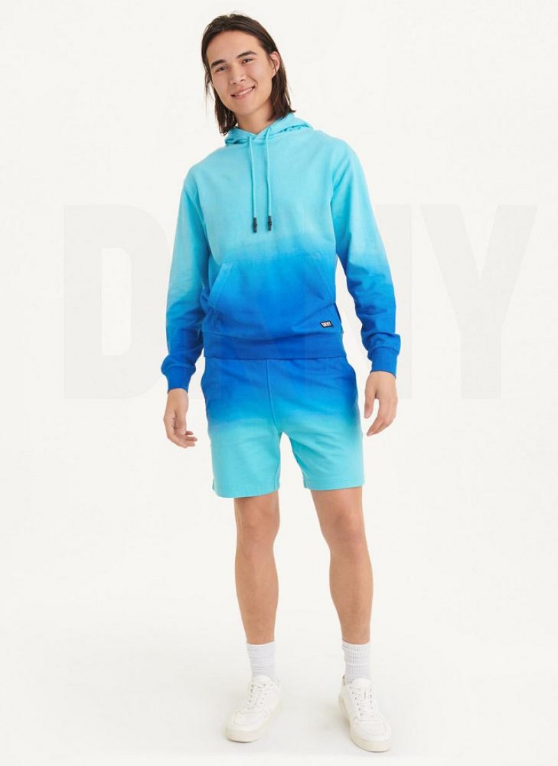 Blue Men's DKNY Dipped Ombre Hoodies | Australia-D1583