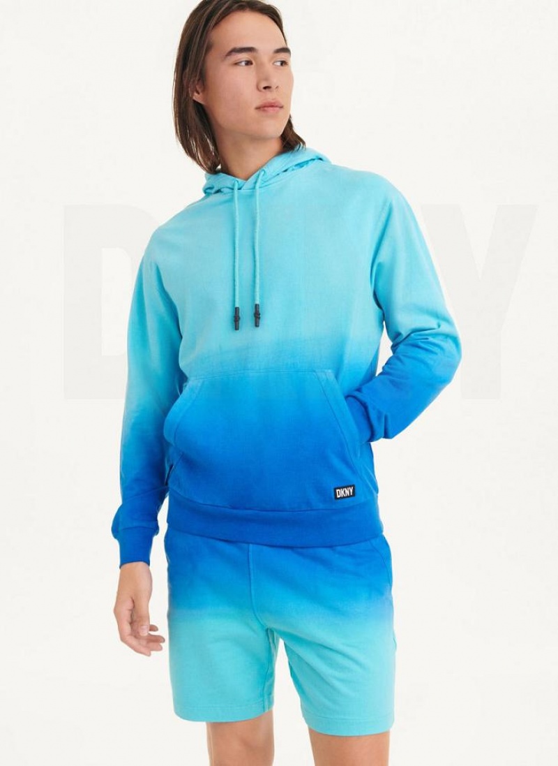 Blue Men\'s DKNY Dipped Ombre Hoodies | Australia-D1583