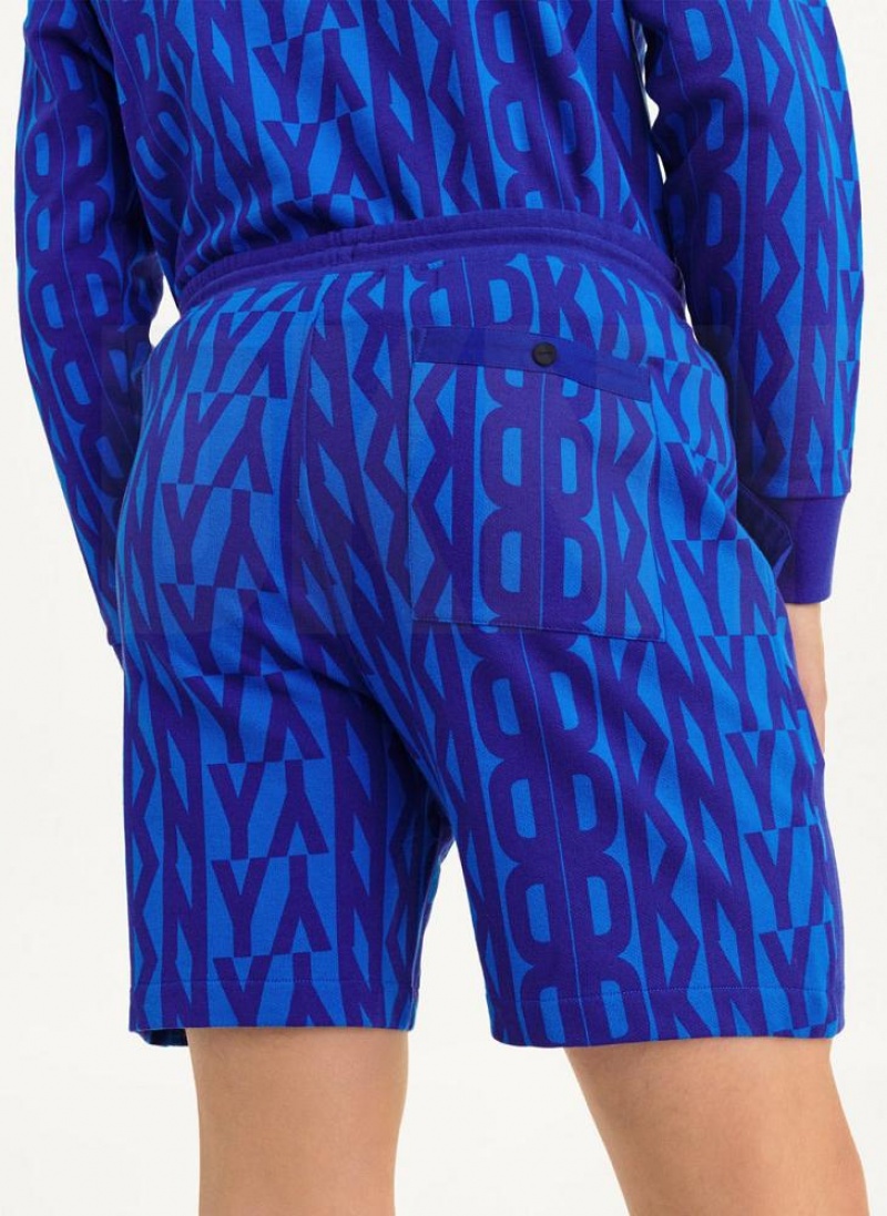 Blue Men's DKNY Exploded Logo Shorts | Australia-D1251