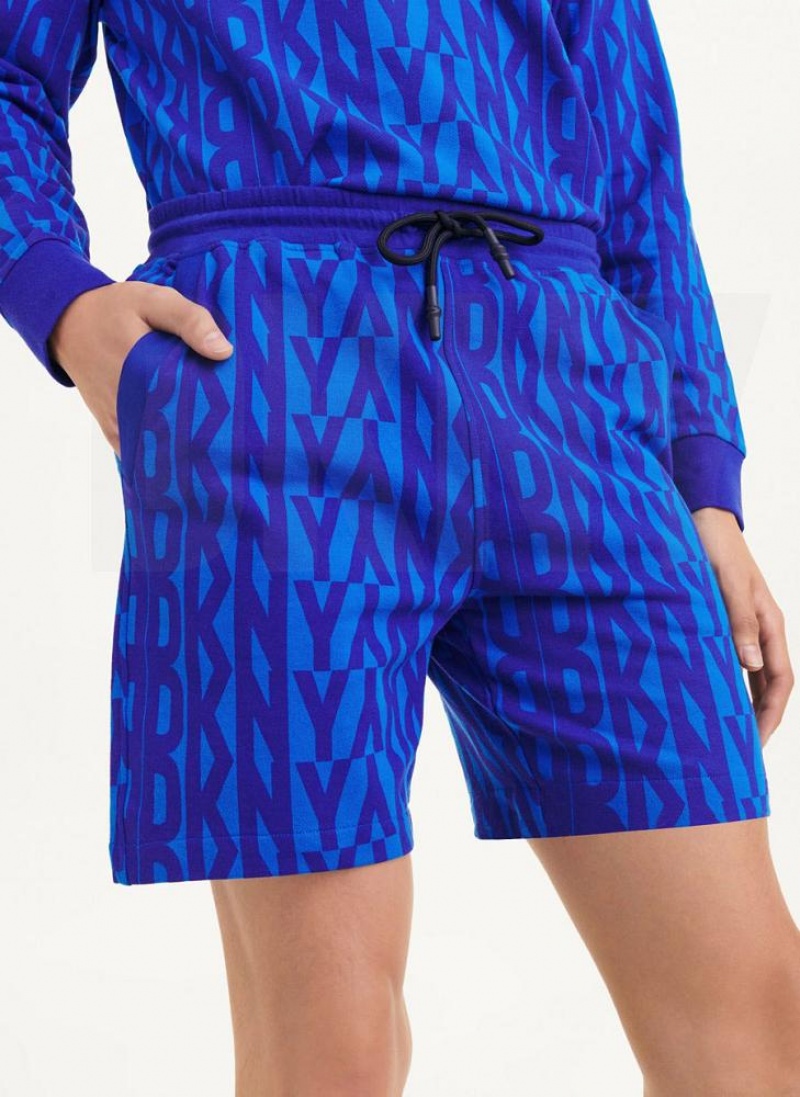 Blue Men\'s DKNY Exploded Logo Shorts | Australia-D1251