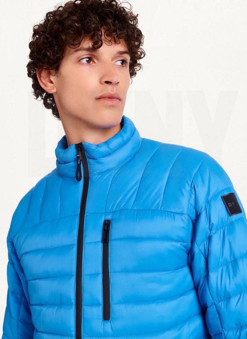 Blue Men's DKNY Packable Puffer Jacket | Australia-D1120