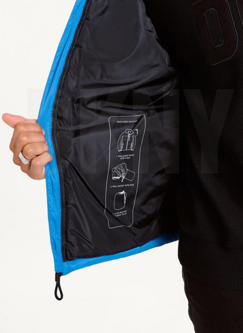 Blue Men's DKNY Packable Puffer Jacket | Australia-D1120