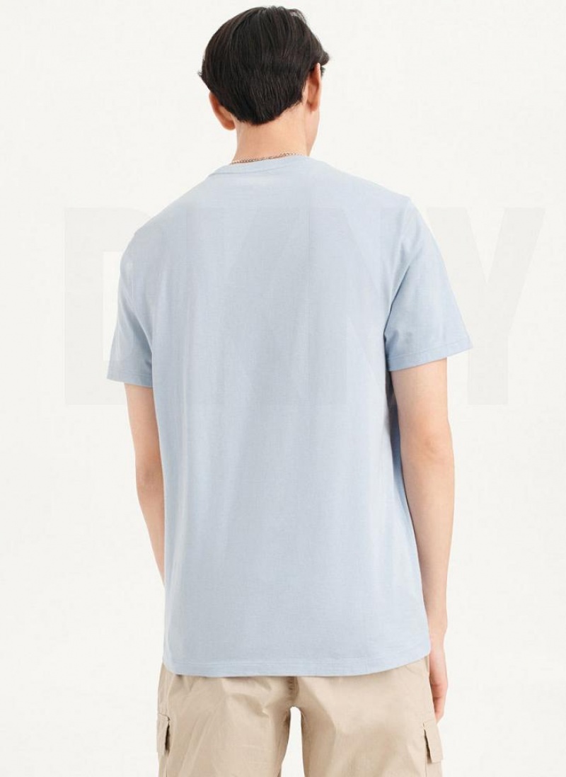 Blue Men's DKNY Palm Distress T Shirts | Australia-D1821