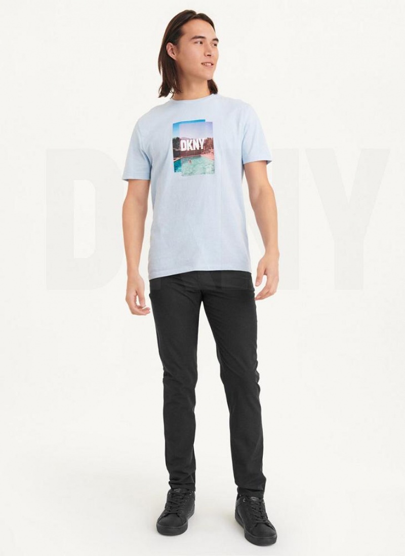 Blue Men's DKNY Pool Graphic T Shirts | Australia-D0620