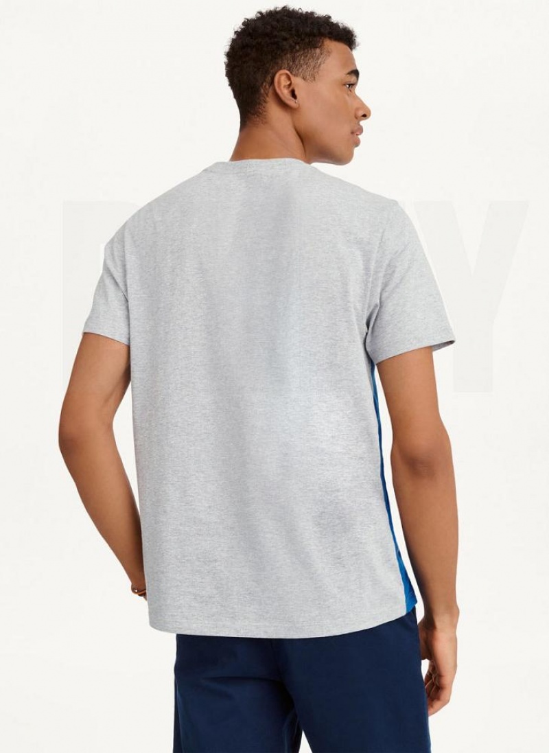 Blue Men's DKNY Split Logo Crewneck T Shirts | Australia-D1023