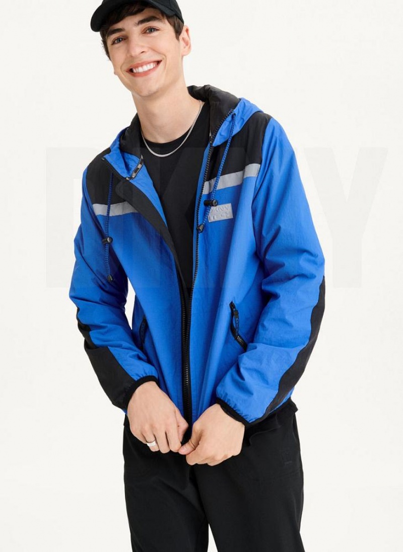 Blue Men's DKNY Tech Cotton Touch Nylon Jackets | Australia-D0513