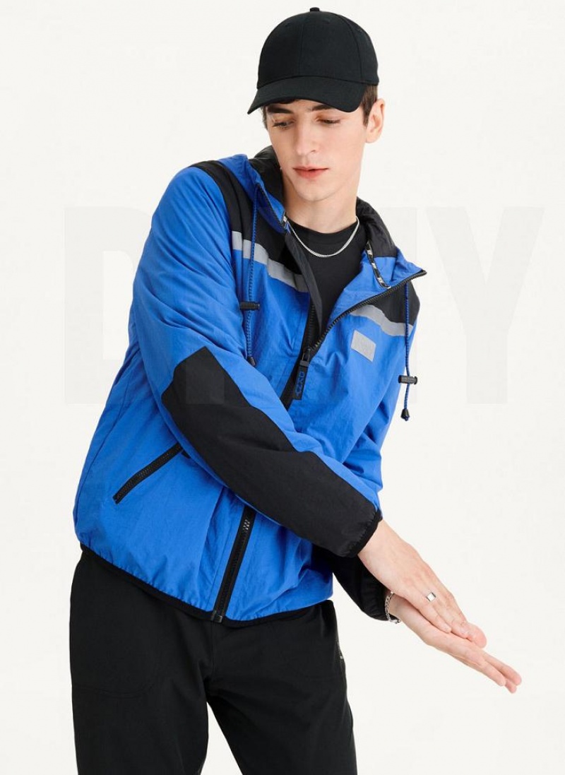 Blue Men's DKNY Tech Cotton Touch Nylon Jackets | Australia-D0513